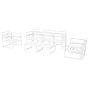 Siesta Mykonos 4 Piece Outdoor Lounge Set, 3+1+1 Seater, White by Siesta, a Outdoor Sofas for sale on Style Sourcebook