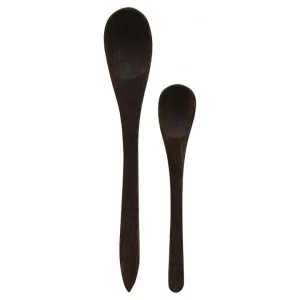 VTWonen Cyder 2 Piece Acacia Timber Spoon Set, Black by vtwonen, a Cutlery for sale on Style Sourcebook