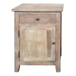 Lourdes Reclaimed Elm Timber Bedside Table, Left Open Door by Montego, a Bedside Tables for sale on Style Sourcebook