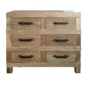 Maksim Reclaimed Elm Timber 6 Drawer Chest, Natural by Montego, a Dressers & Chests of Drawers for sale on Style Sourcebook