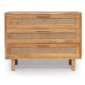 Lauren Teak Timber & Rattan 3 Drawer Chest, Natural by Ambience Interiors, a Cabinets, Chests for sale on Style Sourcebook
