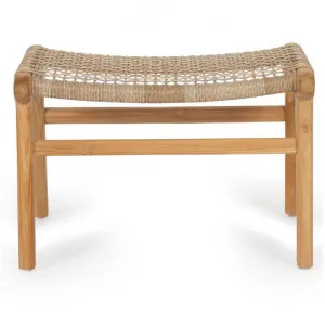 Zac Teak Timber & Woven Cord Indoor / Outdoor Footstool, Washed Grey / Natural by Ambience Interiors, a Outdoor Chairs for sale on Style Sourcebook