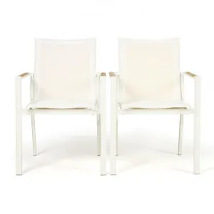 Marlo Metal Stackable Outdoor Dining Armchair, Set of 4, White by Ambience Interiors, a Outdoor Chairs for sale on Style Sourcebook