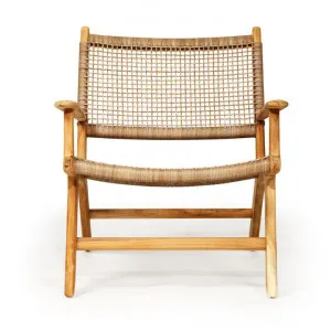 Zac Teak Timber & Woven Cord Indoor / Outdoor Lounge Armchair, Washed Grey / Natural by Ambience Interiors, a Chairs for sale on Style Sourcebook