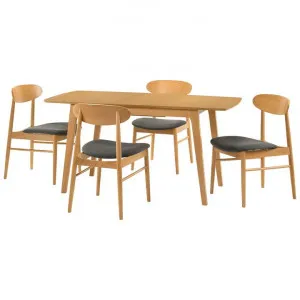 Knox 5 Piece Beech Timber Extension Dining Table Set, 120-150cm, Wheat by OZW Furniture, a Dining Sets for sale on Style Sourcebook