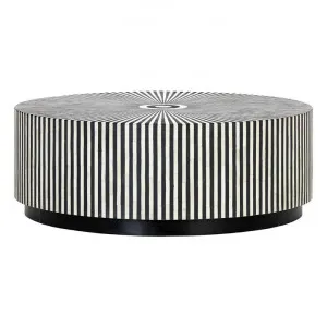 Makayla Bone Inlaid Round Coffee Table, 100cm,  Black by Cozy Lighting & Living, a Coffee Table for sale on Style Sourcebook