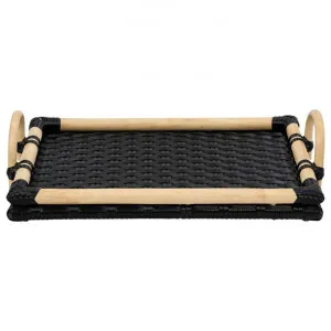 Soassy Rattan Tray, Black by Casa Uno, a Trays for sale on Style Sourcebook