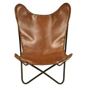 Jaipur Leather Butterfly Chair, Vintage Tan / Black by Casa Uno, a Chairs for sale on Style Sourcebook