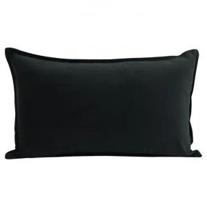 Maldon Velvet Lumbar Cushion, Black by NF Living, a Cushions, Decorative Pillows for sale on Style Sourcebook