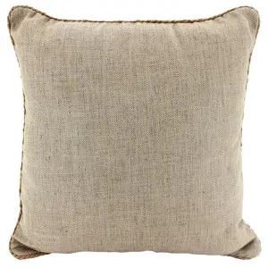 Farra Rope Trimed Linen Scatter Cushion, Latte by NF Living, a Cushions, Decorative Pillows for sale on Style Sourcebook