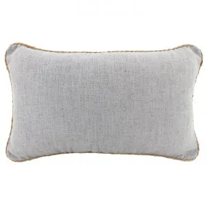 Farra Rope Trimed Linen Lumbar Cushion, Light Grey by NF Living, a Cushions, Decorative Pillows for sale on Style Sourcebook