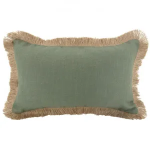 Farra Fringed Linen Lumbar Cushion, Sage by NF Living, a Cushions, Decorative Pillows for sale on Style Sourcebook