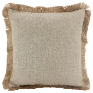 Farra Fringed Linen Scatter Cushion, Latte by NF Living, a Cushions, Decorative Pillows for sale on Style Sourcebook