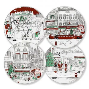 Noritake Le Restaurant Xmas 4 Piece Porcelain Cake Plate Set by Noritake, a Plates for sale on Style Sourcebook