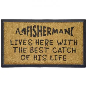 Catch of His Life Rubber Edged Coir Doormat, 70x40cm by Solemate, a Doormats for sale on Style Sourcebook