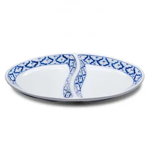 Miyako 2 Piece Hand Painted Ceramic Oval Compartment Plate by LIVGGO, a Plates for sale on Style Sourcebook