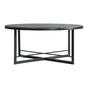 Marquito Marble Topped Iron Round Coffee Table, 90cm, Black by Casa Bella, a Coffee Table for sale on Style Sourcebook