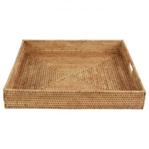 Savannah Rattan Tray, Square, Large, Natural by COJO Home, a Trays for sale on Style Sourcebook