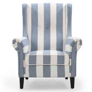 Jurby Fabric Wing Back Armchair, Hamptons Stripe by Brighton Home, a Chairs for sale on Style Sourcebook