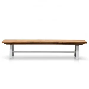 Emerson Acacia Timber & Steel Outdoor Trestle Dining Bench, 210cm, Natural / White by Conception Living, a Outdoor Benches for sale on Style Sourcebook