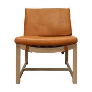 Denmark Leather & Teak Timber Occasional Chair by Room and Co., a Chairs for sale on Style Sourcebook