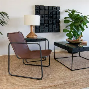 Norway Leather & Metal Occasional Armchair by Room and Co., a Chairs for sale on Style Sourcebook