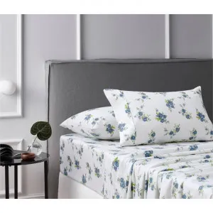 Accessorize Rose Cotton Flannelette Sheet Set, Single, Blue by Accessorize Bedroom Collection, a Bedding for sale on Style Sourcebook