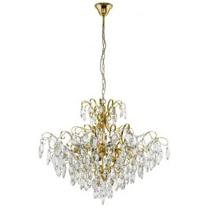 Fenoullet Metal & Crystal Glass Droplet Chandelier, 9 Light, Brass by Eglo, a Chandeliers for sale on Style Sourcebook
