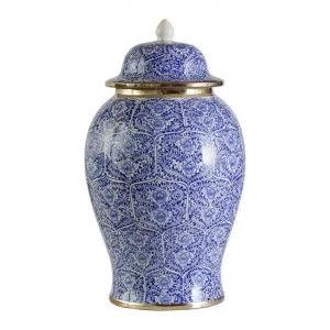 Omiya Ceramic Ginger Jar, Blue / White by Xavier Furniture, a Vases & Jars for sale on Style Sourcebook