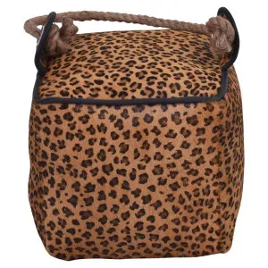 Raven Cowhide Leather Square Door Stopper, Leopard by Affinity Furniture, a Door Hardware for sale on Style Sourcebook