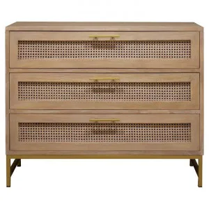 Mandeville Mindi Wood & Rattan 3 Drawer Lowboy Chest by Millesime, a Dressers & Chests of Drawers for sale on Style Sourcebook