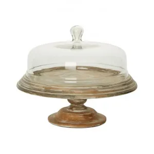 Bessie Glass Cloche Cake Stand with Timber Base by Florabelle, a Cake Stands for sale on Style Sourcebook