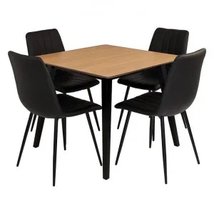 Kanaka 5 Piece Wooden Square Dining Table Set, 90cm, with Black Molly Chairs by HOMESTAR, a Dining Sets for sale on Style Sourcebook