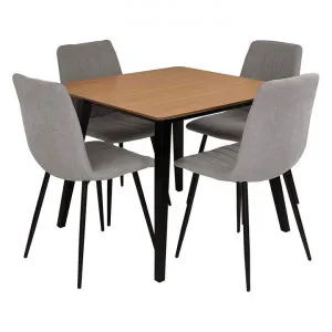 Kanaka 5 Piece Wooden Square Dining Table Set, 90cm, with Grey Molly Chairs by HOMESTAR, a Dining Sets for sale on Style Sourcebook