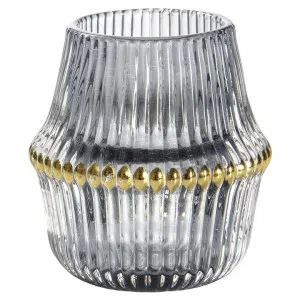 Ducie Ribbed Glass Tealight Holder, Set of 3, Smoke by Casa Bella, a Home Fragrances for sale on Style Sourcebook