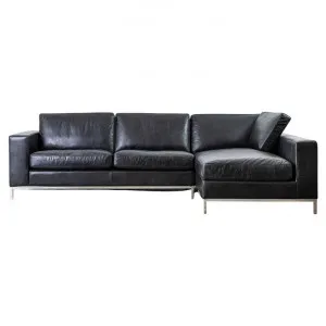 Carfax Leather Corner Sofa, 2 Seater with RHF Chaise, Black by Casa Bella, a Sofas for sale on Style Sourcebook