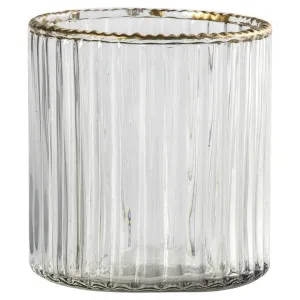 Norah Ribbed Glass Tealight Holder, Set of 3, Clear / Gold by Casa Bella, a Home Fragrances for sale on Style Sourcebook