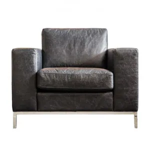 Carfax Leather Armchair, Black by Casa Bella, a Chairs for sale on Style Sourcebook