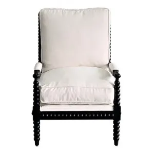 Bobbin Cotton Fabric & Oak Timber Armchair, Black Oak / White by Manoir Chene, a Chairs for sale on Style Sourcebook