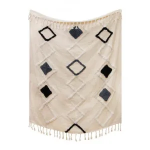 Jessie Cotton Throw, 160x130cm, Cream / Charcoal by j.elliot HOME, a Throws for sale on Style Sourcebook