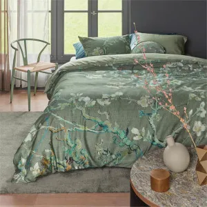 Beddinghouse Van Gogh Almond Blossom Cotton Sateen Quilt Cover Set, Queen, Green by Beddinghouse x Van Gogh, a Bedding for sale on Style Sourcebook