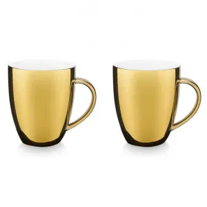 VTWonen Michallon Porcelain Regular Mug, Set of 2, Gold by vtwonen, a Cups & Mugs for sale on Style Sourcebook