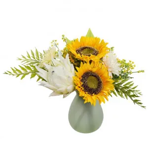 Jurras Artificial Sun Flower & Protea Mixed Arrangement in Vase, 40cm by Glamorous Fusion, a Plants for sale on Style Sourcebook