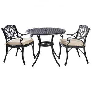Marco 3 Piece Cast Aluminium Round Outdoor Dining Table Set, 90cm, Black by CHL Enterprises, a Outdoor Dining Sets for sale on Style Sourcebook