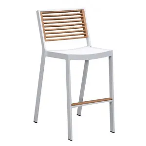 Indosoul St Lucia Teak Timber & Metal Outdoor Bar Stool, White by Indosoul, a Outdoor Chairs for sale on Style Sourcebook