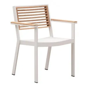 Indosoul St Lucia Teak Timber & Metal Outdoor Dining Armchair, White by Indosoul, a Outdoor Chairs for sale on Style Sourcebook