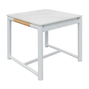 Indosoul Monaco Ceramic Top Metal Outdoor Side Table, White by Indosoul, a Tables for sale on Style Sourcebook