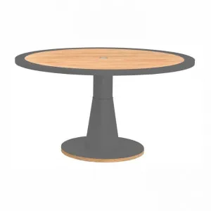 Indosoul Omg Metal Outdoor Round Dining Table, Teak Top, 137cm, Graphite by Indosoul, a Tables for sale on Style Sourcebook