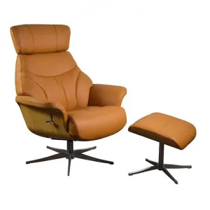 Ares Leather Swivel Manual Recliner Armchair with Footstool, Camel by My Commercial Furniture, a Chairs for sale on Style Sourcebook