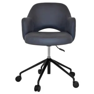Albury Commercial Grade Pelle / Benito Fabric Gas Lift Office Armchair, V2, Navy / Black by Eagle Furn, a Chairs for sale on Style Sourcebook